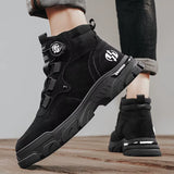 Trend Black Motorcycle Shoe Men Design Leather Men'S Ankle Boots Outdoor Platform Tooling Shoes Men Biker Boots Botas Hombre