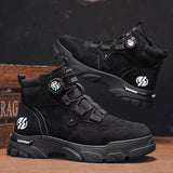 Trend Black Motorcycle Shoe Men Design Leather Men'S Ankle Boots Outdoor Platform Tooling Shoes Men Biker Boots Botas Hombre
