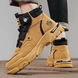 Trend Black Motorcycle Shoe Men Design Leather Men'S Ankle Boots Outdoor Platform Tooling Shoes Men Biker Boots Botas Hombre