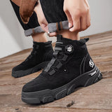 Trend Black Motorcycle Shoe Men Design Leather Men'S Ankle Boots Outdoor Platform Tooling Shoes Men Biker Boots Botas Hombre