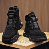 Trend Black Motorcycle Shoe Men Design Leather Men'S Ankle Boots Outdoor Platform Tooling Shoes Men Biker Boots Botas Hombre